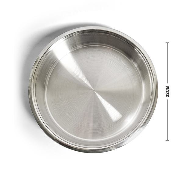 صينيّة مدوّرة استانلس ستيل إيطالي 18/10 – مقاس 32 سم تشطيب مرايا من ستاندر