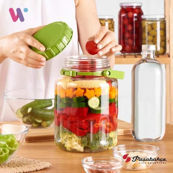 برطمان زجاجي محكم الغلق 2 لتر من باشاباتشي – تخزين الأطعمة والمخللات