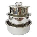 طقم حلل ثلاجة استانلس ستندر – 3 قطع إيطالي 18/10 (16/18/20سم)