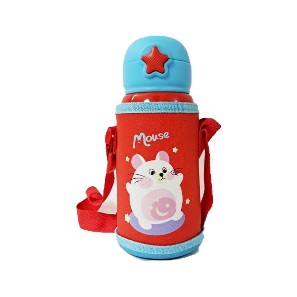 زمزمية Mouse للأطفال 600 مل – استانلس 316، 3 أغطية، عزل حراري