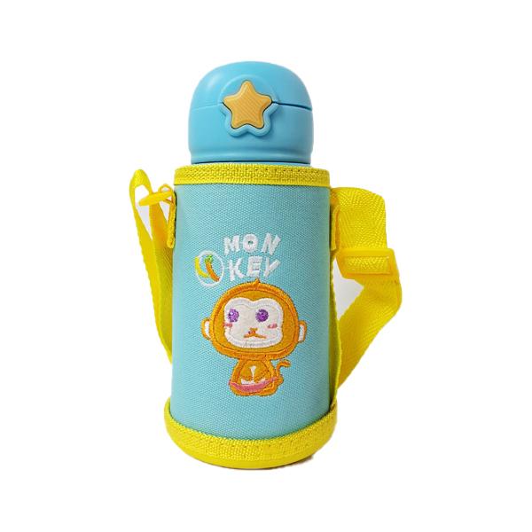زمزمية Monkey للأطفال 600 مل – استانلس 316، 3 أغطية، عزل حراري