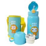 زمزمية Monkey للأطفال 600 مل – استانلس 316، 3 أغطية، عزل حراري