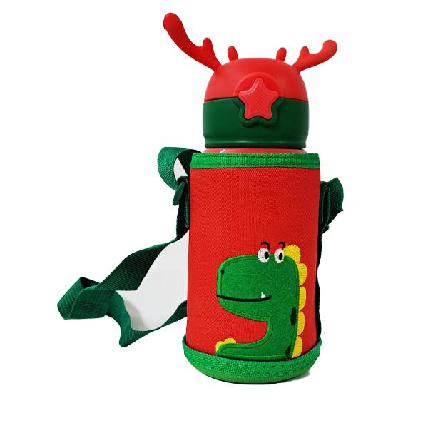 زمزمية Dinosaur للأطفال 600 مل – استانلس 316، 3 أغطية، عزل حراري