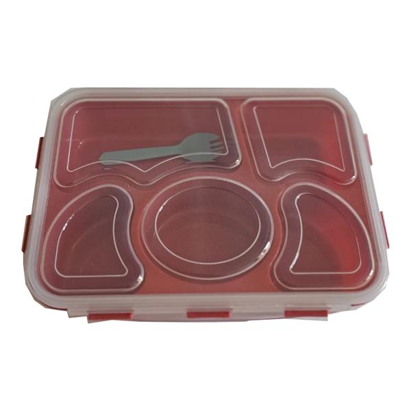 لانش بوكس أطفال 5 أقسام – علبة سوائل وفورك آمن (PP5) وألوان متعددة