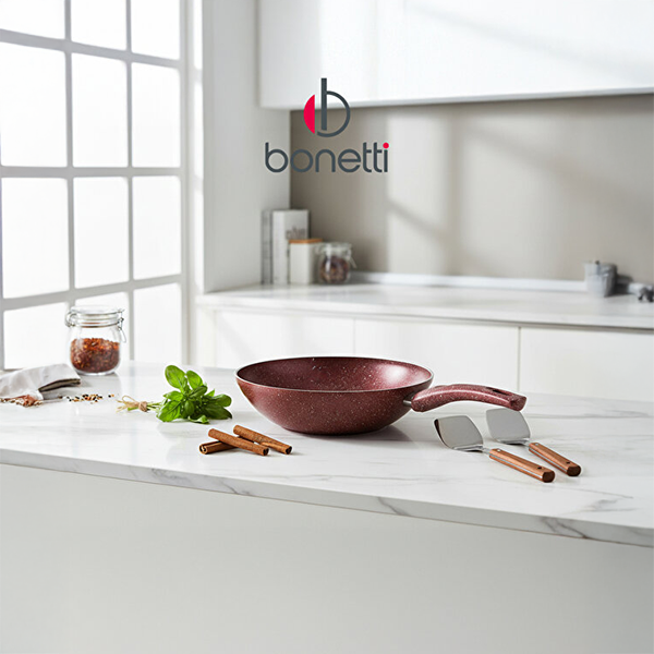 Bonetti Granite Wok Pan 28cm Non-Stick PFOA Free