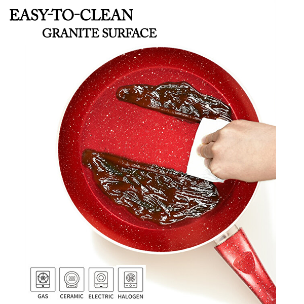 bonetti Turkish Granite Frying Pan Set 3 Pieces PFOA-Free