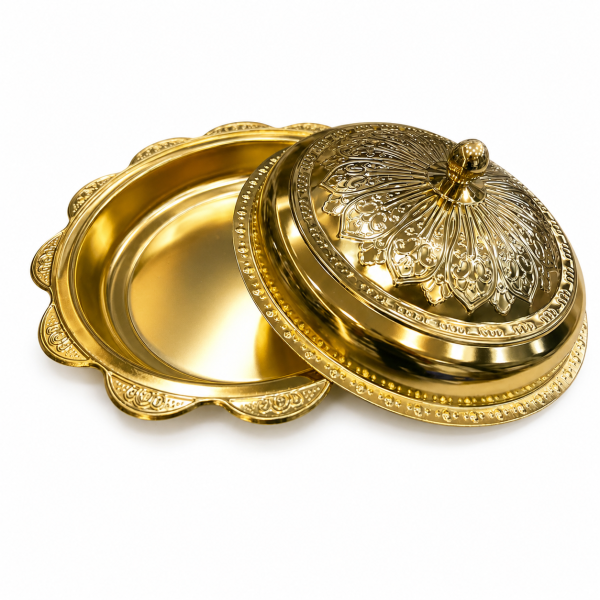 40cm Arabic Stainless Steel Serving Dish – Copper Color, Decorative