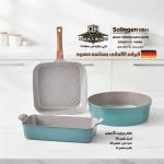 3-Piece Granite Cookware Set with Grill Pan, Oven Tray and Round Casserole – Solingen CBH