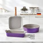 3-Piece Granite Cookware Set with Grill Pan, Oven Tray and Round Casserole – Solingen CBH