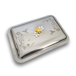 يد غطاء على شكل زهرة ذهبية وفضية – صينية روما 25×40 سم ستاندر