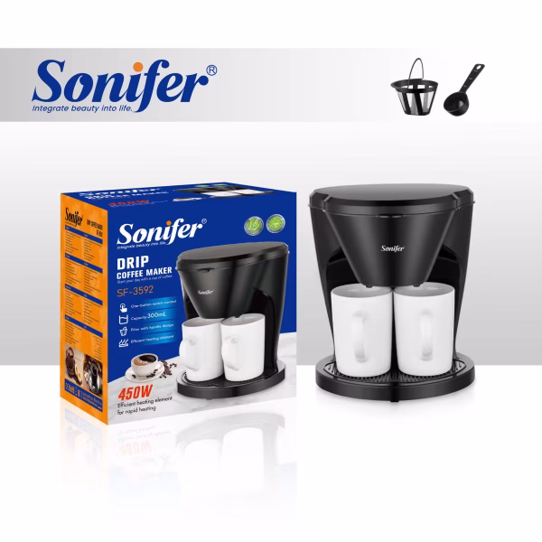 Sonifer SF-3592 Drip Coffee Maker 300ml with 2 Cups