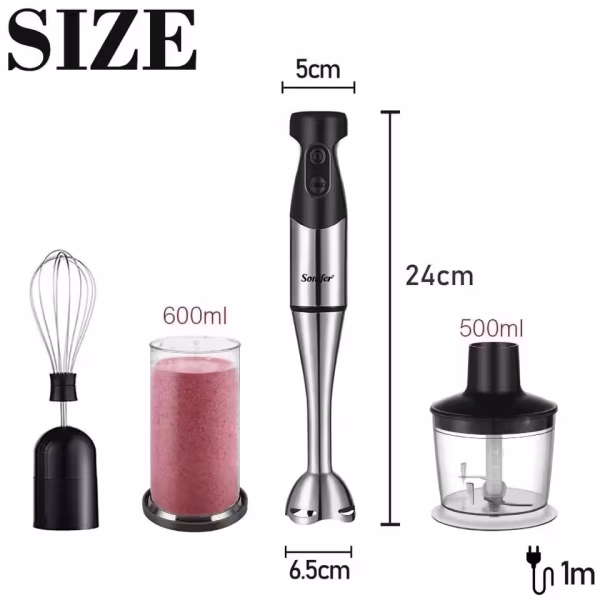 Sonifer 3-in-1 Hand Blender 500W Stainless Steel