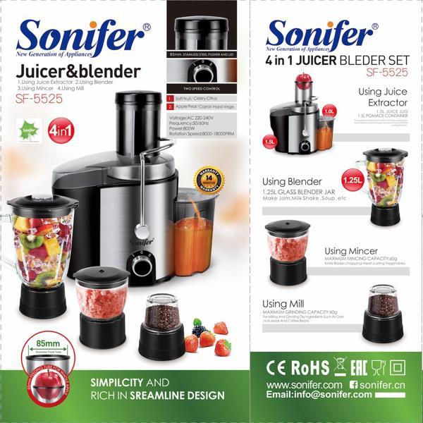 Sonifer SF-5525 4-in-1 Juicer & Blender 800W | WooW Egypt