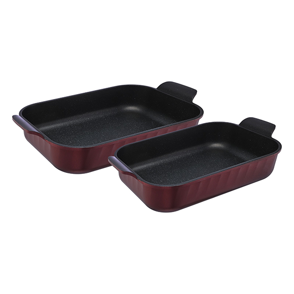 Granite Rectangular Casserole Set (2 Pcs) for Oven & Flame