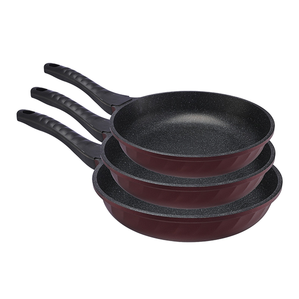 3-Piece Granite Frying Pan Set – 6mm Thick, PFOA Free