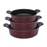 3-Piece Round Granite Tray Set with Handles – Oven Safe