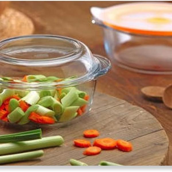 حله/طاجن زجاجي دائري باشاباشي بغطاء – قطر 22 سم | آمن للحرارة