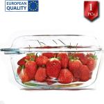 حله/طاجن زجاجي دائري باشاباشي بغطاء – قطر 22 سم | آمن للحرارة