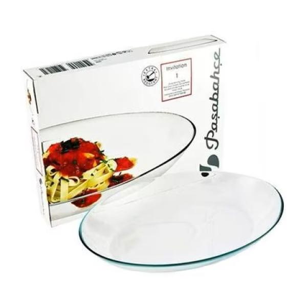 .طبق عشاء بيضاوي باشاباشي 33×25 سم , زجاج متين وآمن للميكروويف