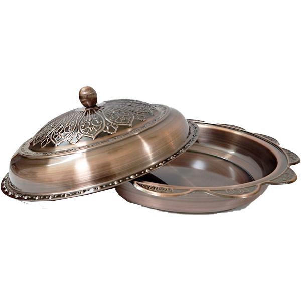 سرفيس تقديم ستانلس ستيل عربي 40 سم – لون نحاسي بغطاء زخرفي