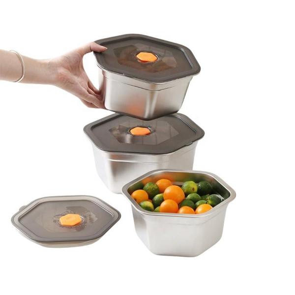 304 Stainless Steel Food Containers Set with Vacuum Lid