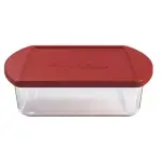 طاجن مربع بوركام بغطاء أحمر – 1.95 لتر | آمن للفرن والميكروويف