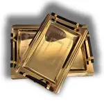 طقم صواني أرسيل ستانلس ستيل تركي 18/10 – مقاسات 40 و45 سم، ذهبي وفضي